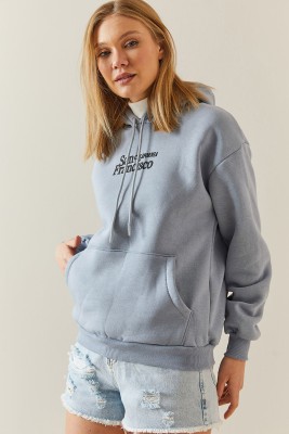 Gri Melanj Şardonlu & Kapüşonlü Sweatshirt 4KXK8-47834-32 - 7