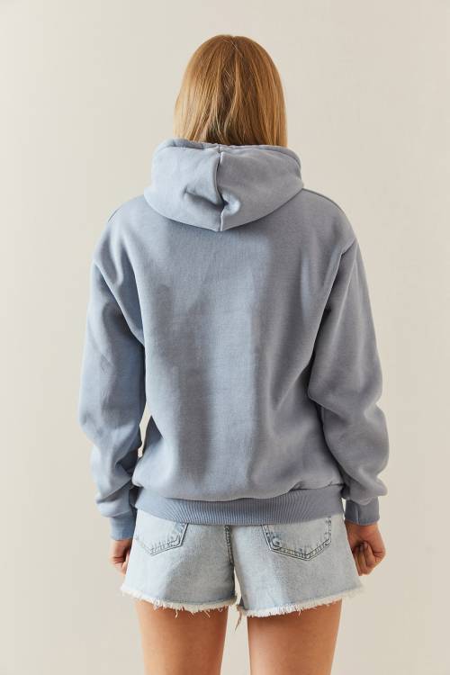 Gri Melanj Şardonlu & Kapüşonlü Sweatshirt 4KXK8-47834-32 - 8