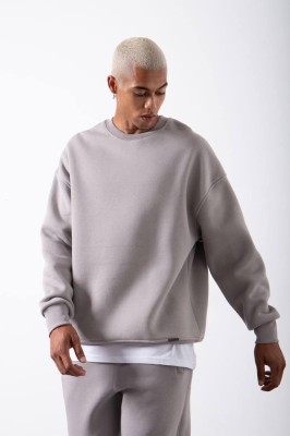 Gri Organik Pamuklu Şardonlu Oversize Sweatshirt 3KXE8-46416-03 - XHAN