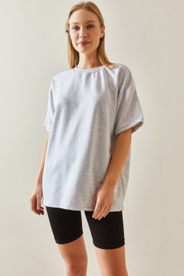 Gri Oversize Basic Tişört 3YXK1-47087-03 - 3
