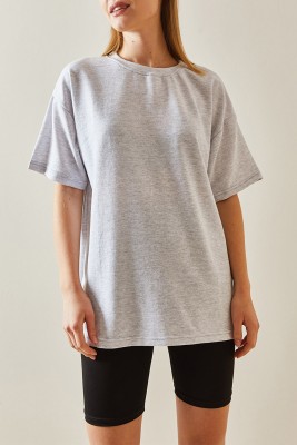 Gri Oversize Basic Tişört 3YXK1-47087-03 
