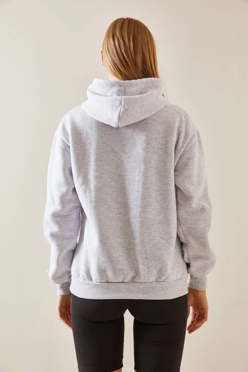Gri Şardonlu Kapüşonlü Sweatshirt 4KXK8-47650-03 - 7