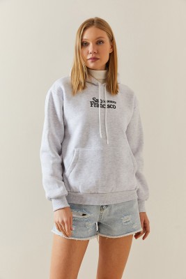 Gri Şardonlu & Kapüşonlü Sweatshirt 4KXK8-47834-03 - 3