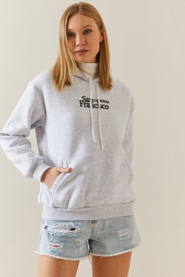 Gri Şardonlu & Kapüşonlü Sweatshirt 4KXK8-47834-03 - 5