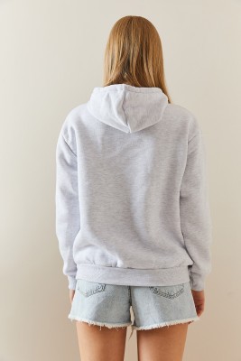 Gri Şardonlu & Kapüşonlü Sweatshirt 4KXK8-47834-03 - 6