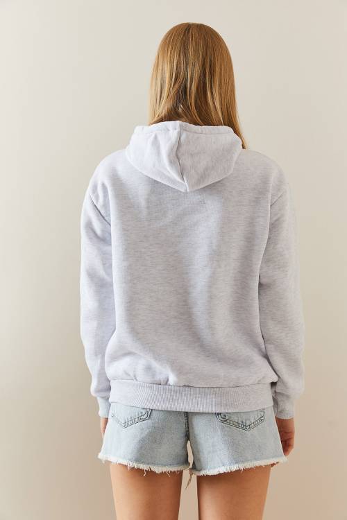 Gri Şardonlu & Kapüşonlü Sweatshirt 4KXK8-47834-03 - 6