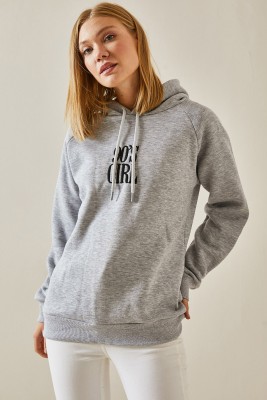 Gri Yazı Detaylı Şardonlu Kapüşonlü Sweatshirt 4KXK8-47593-03 - 3