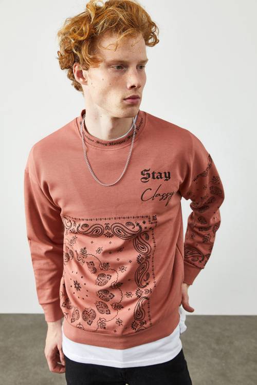 Gül Kurusu Etnik Desenli Sweatshirt 2KXE8-45350-65 - 2