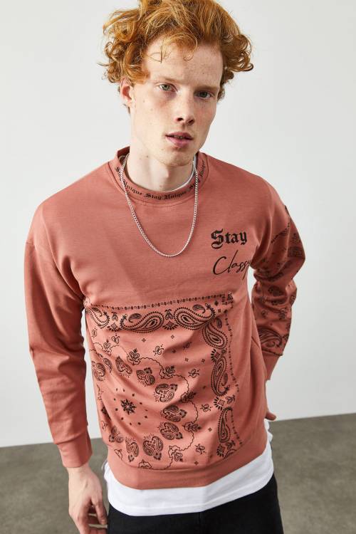Gül Kurusu Etnik Desenli Sweatshirt 2KXE8-45350-65 - 3