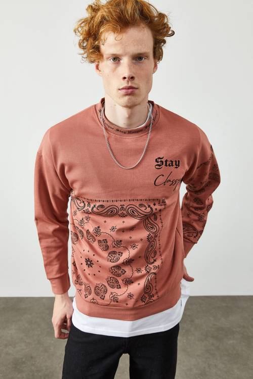 Gül Kurusu Etnik Desenli Sweatshirt 2KXE8-45350-65 - 4