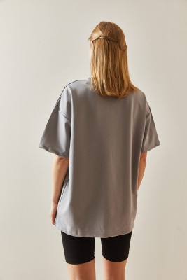 Gümüş Oversize Basic Tişört 3YXK1-47087-23 - 7