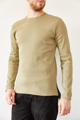Haki Arkası Uzun Basic Sweatshirt 0YXE8-44042-09 