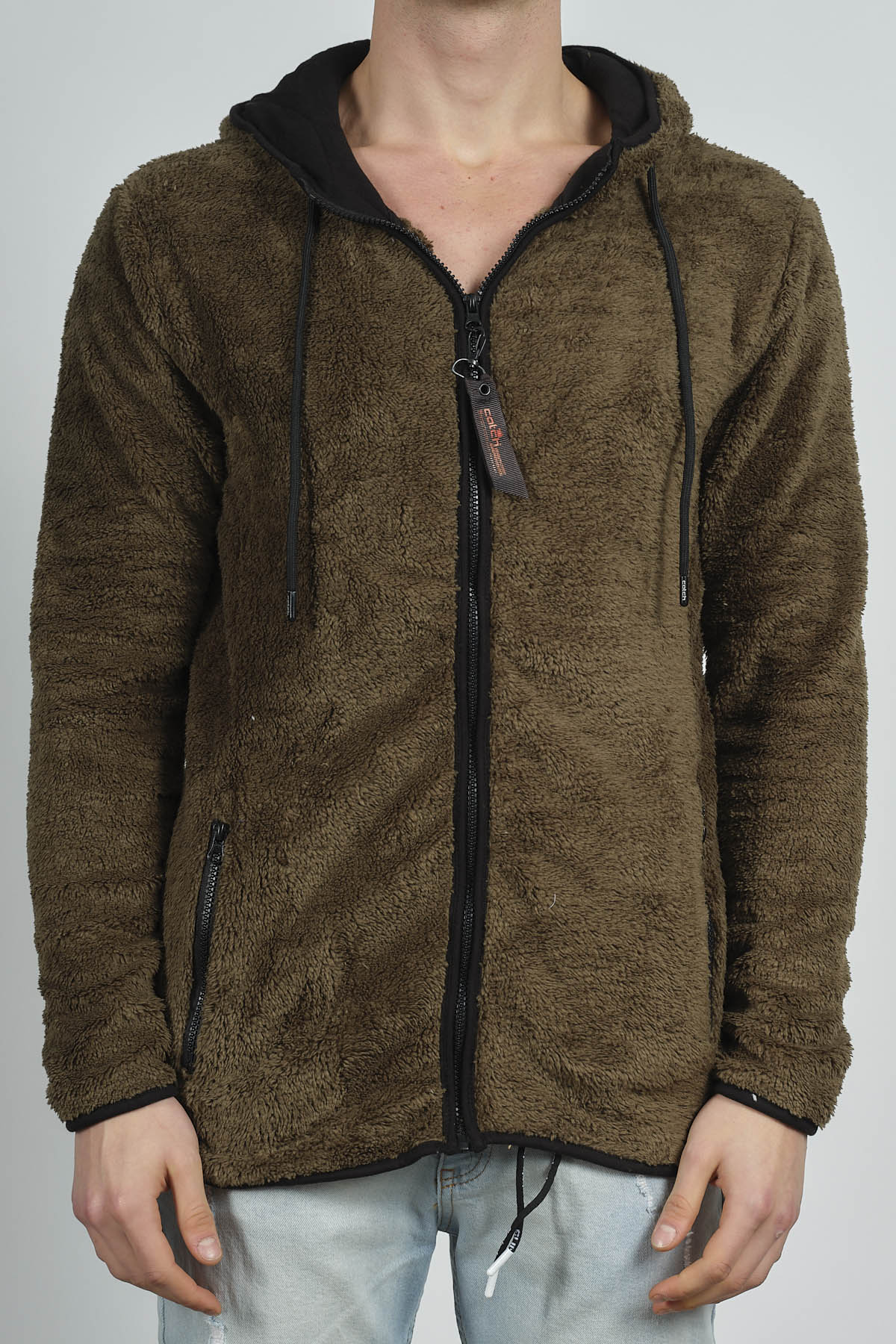 Haki Fermuarlı Kapüşonlu Peluş Sweat 1KXE8-44271-09 - 4