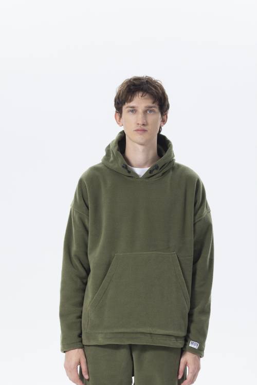 Haki Oversize Kapüşonlu Polar Sweatshirt 2KXE8-45511-09 - 1