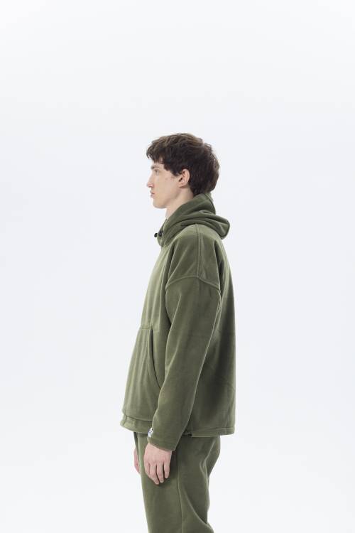 Haki Oversize Kapüşonlu Polar Sweatshirt 2KXE8-45511-09 - 3