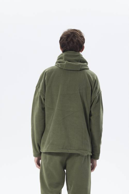 Haki Oversize Kapüşonlu Polar Sweatshirt 2KXE8-45511-09 - 4