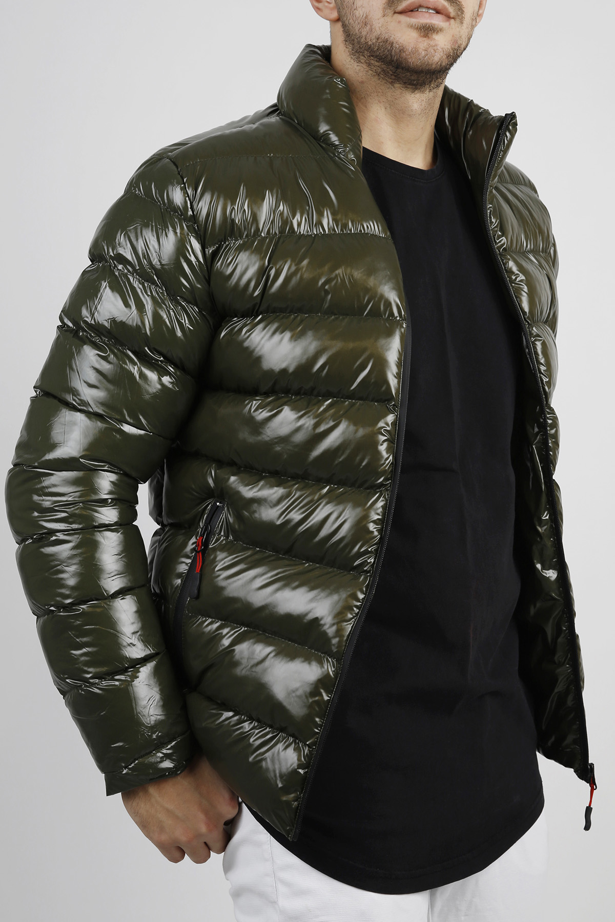 Haki Parlak Şişme Mont 1KXE4-44346-09 