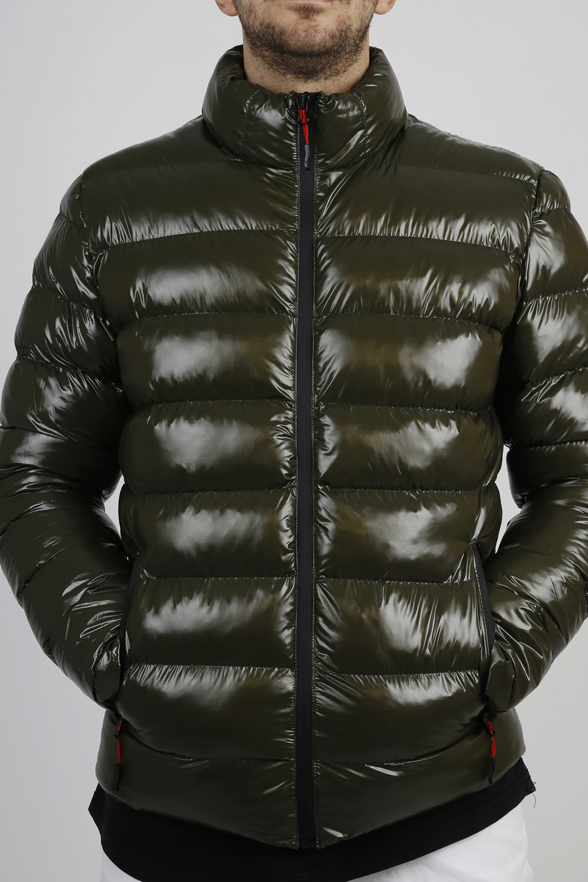 Haki Parlak Şişme Mont 1KXE4-44346-09 - 2