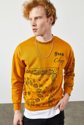Hardal Etnik Desenli Sweatshirt 2KXE8-45350-37 