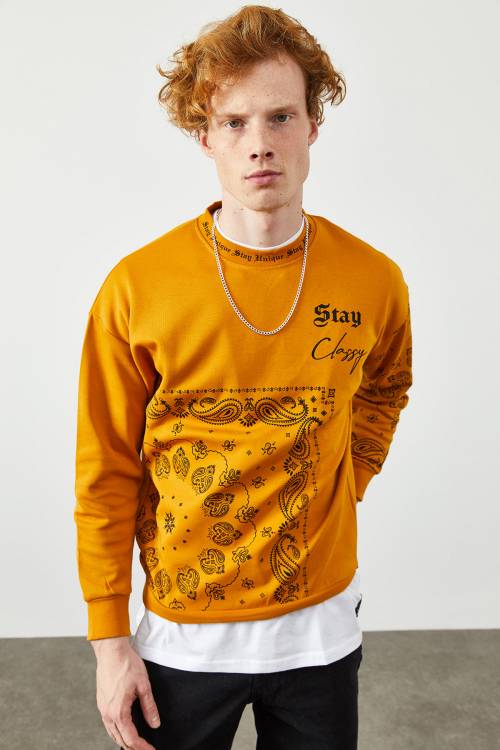 Hardal Etnik Desenli Sweatshirt 2KXE8-45350-37 - 4