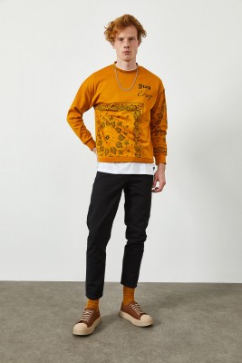 Hardal Etnik Desenli Sweatshirt 2KXE8-45350-37 - 6