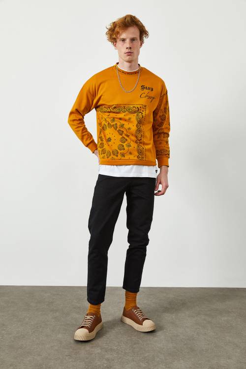 Hardal Etnik Desenli Sweatshirt 2KXE8-45350-37 - 6