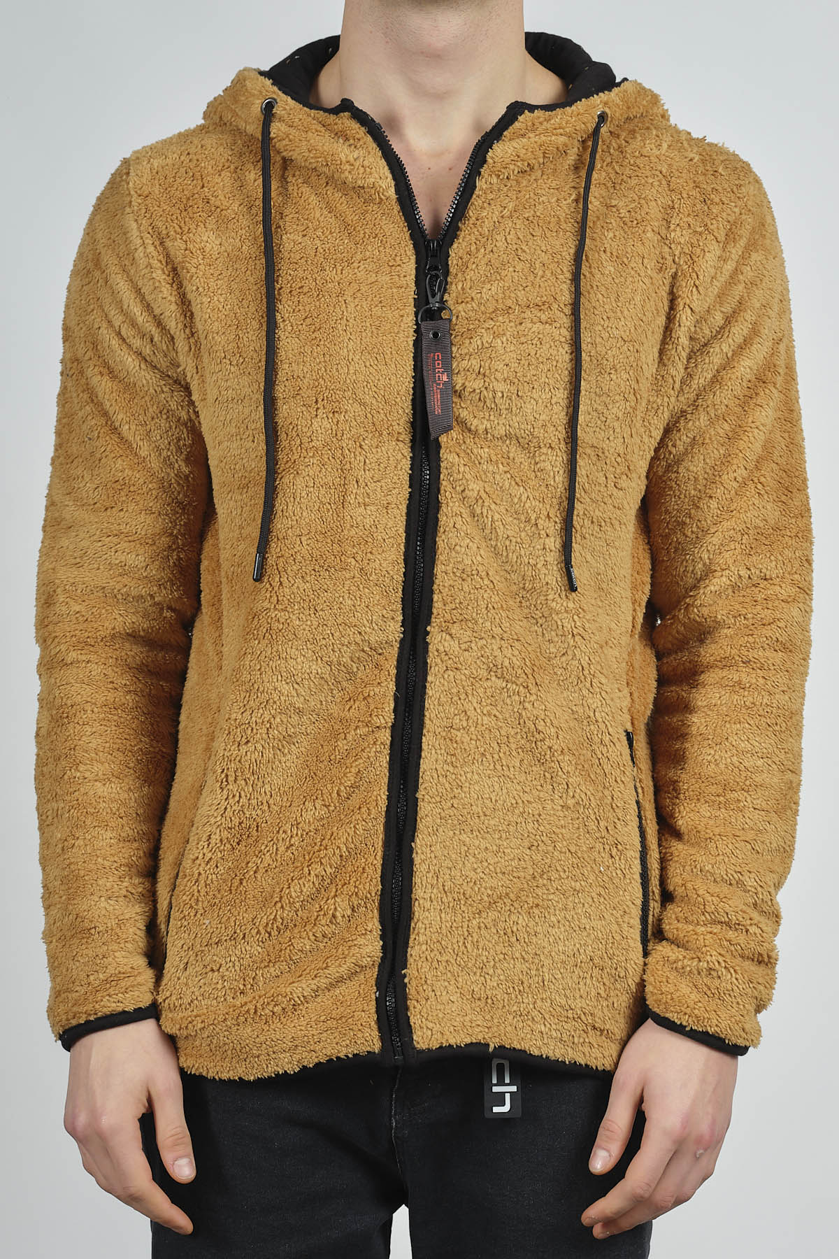 Hardal Fermuarlı Kapüşonlu Peluş Sweat 1KXE8-44271-37 - 2