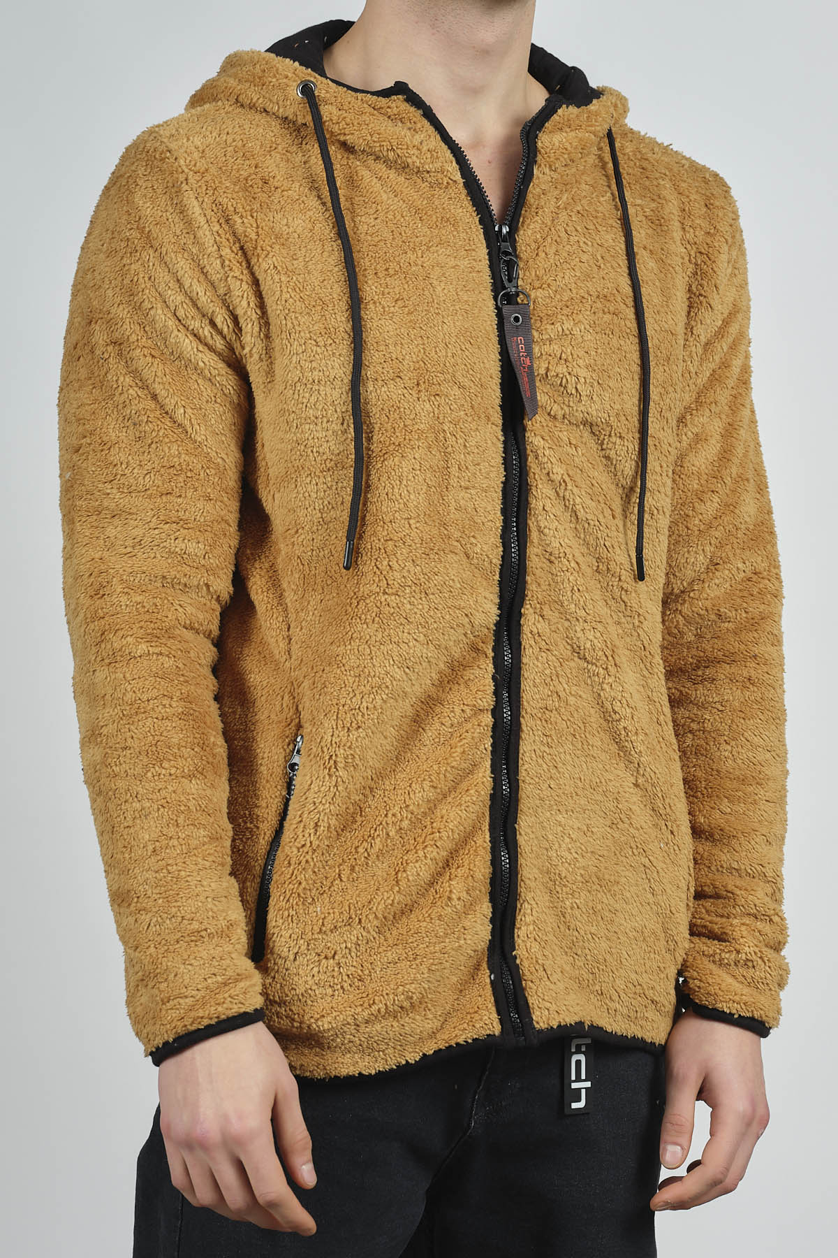 Hardal Fermuarlı Kapüşonlu Peluş Sweat 1KXE8-44271-37 - 3