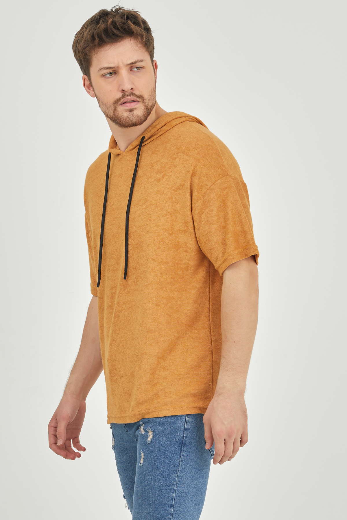 Hardal Kısa Kol Baharlık Kapüşonlu Sweatshirt 1KXE8-44653-37 - 3