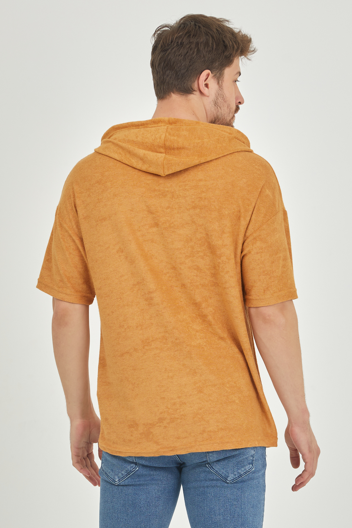 Hardal Kısa Kol Baharlık Kapüşonlu Sweatshirt 1KXE8-44653-37 - 4