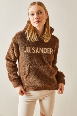 Kahverengi Kanguru Cepli & Kapüşonlu Peluş Sweatshirt 4KXK8-47856-18 - 4