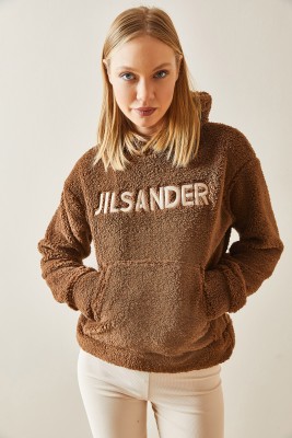 Kahverengi Kanguru Cepli & Kapüşonlu Peluş Sweatshirt 4KXK8-47856-18 - 5