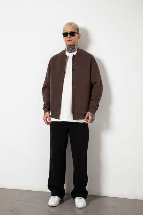 Kahverengi Oversize Basic Kolej Ceket 3KXE5-46524-18 - 2
