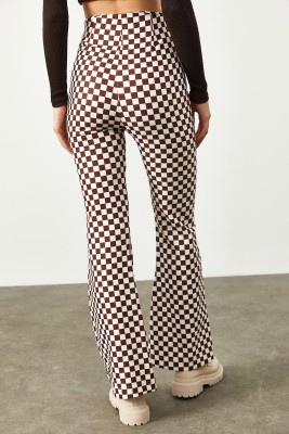 Kiremit Geometrik Desenli Çok Renkli Yüksek Bel İspanyol Paça Pantolon 2KXK5-45734-16 - 6