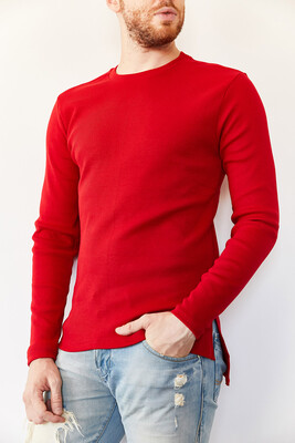 Kırmızı Arkası Uzun Basic Sweatshirt 0YXE8-44042-04 