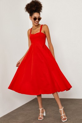 Kırmızı Dikişli Pamuk Elbise 1YXK6-45250-04 - 1