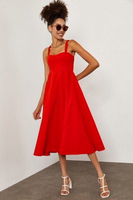 Kırmızı Dikişli Pamuk Elbise 1YXK6-45250-04 - 4