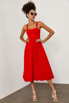 Kırmızı Dikişli Pamuk Elbise 1YXK6-45250-04 - 6