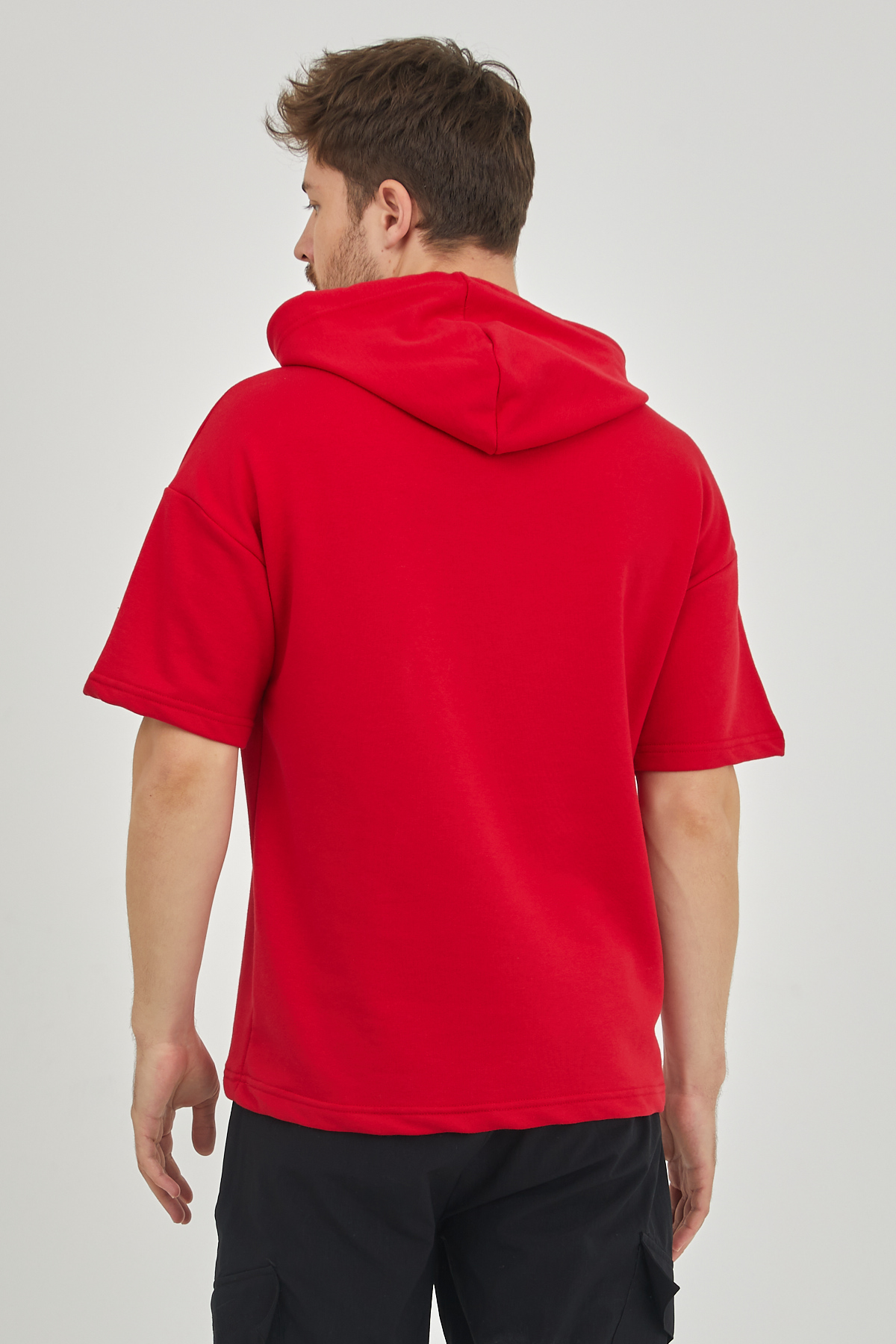 Kırmızı Kısa Kol Kapüşonlu Sweatshirt 1KXE8-44654-04 - 5