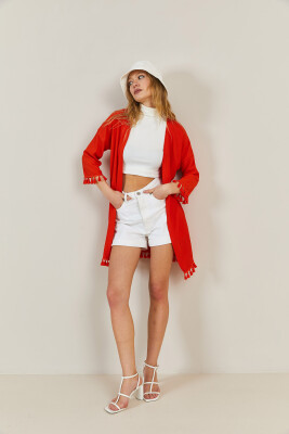 Kırmızı Püskül Detaylı Kimono 3KXK4-46844-04 - 7