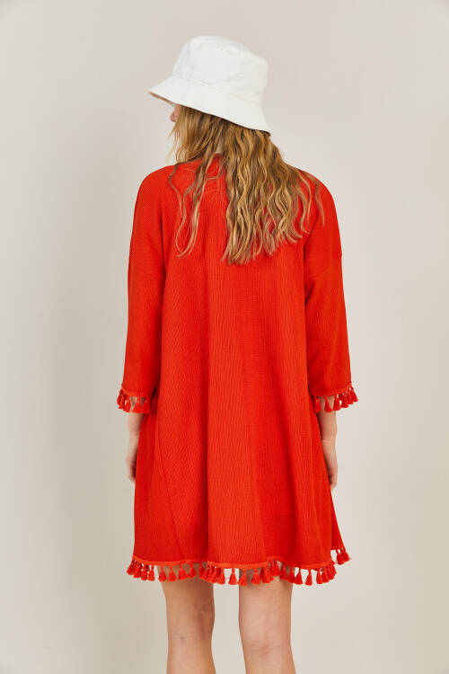 Kırmızı Püskül Detaylı Kimono 3KXK4-46844-04 - 8