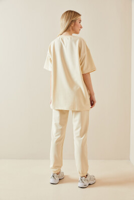 Krem Baskılı Oversize Eşofman Takımı 5YXK8-48086-22 - 6