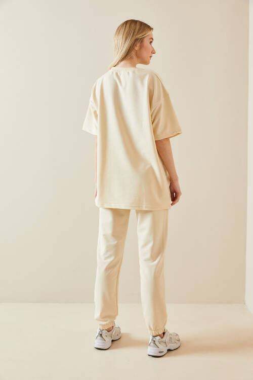 Krem Baskılı Oversize Eşofman Takımı 5YXK8-48086-22 - 6
