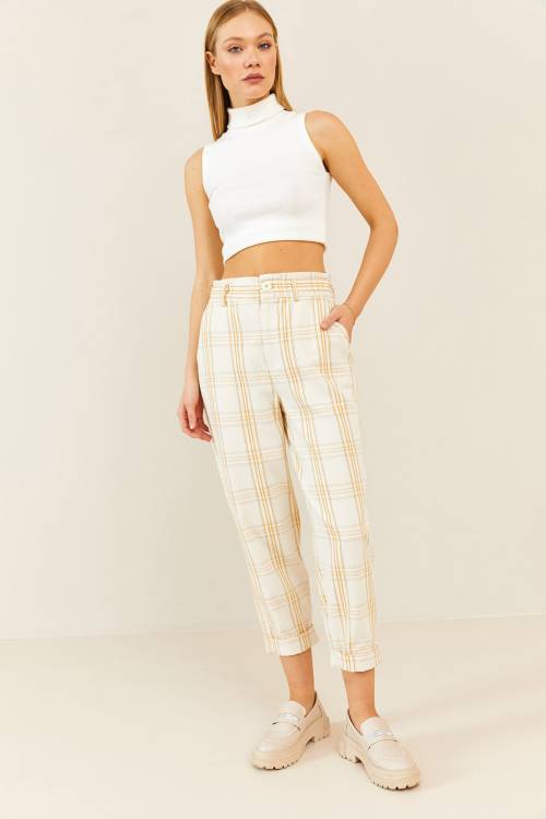Krem Ekoseli Pantolon 2KXK5-45550-22 - 4