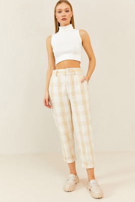 Krem Ekoseli Pantolon 2KXK5-45550-22 - 5