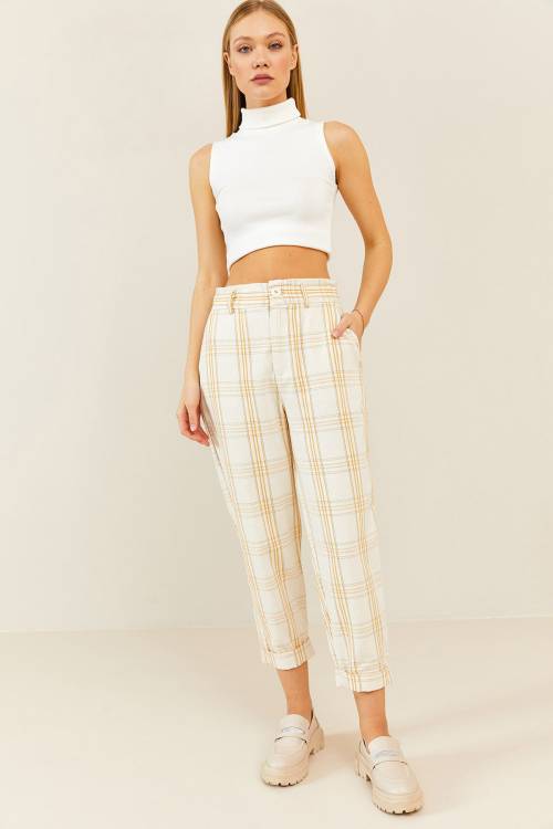 Krem Ekoseli Pantolon 2KXK5-45550-22 - 5