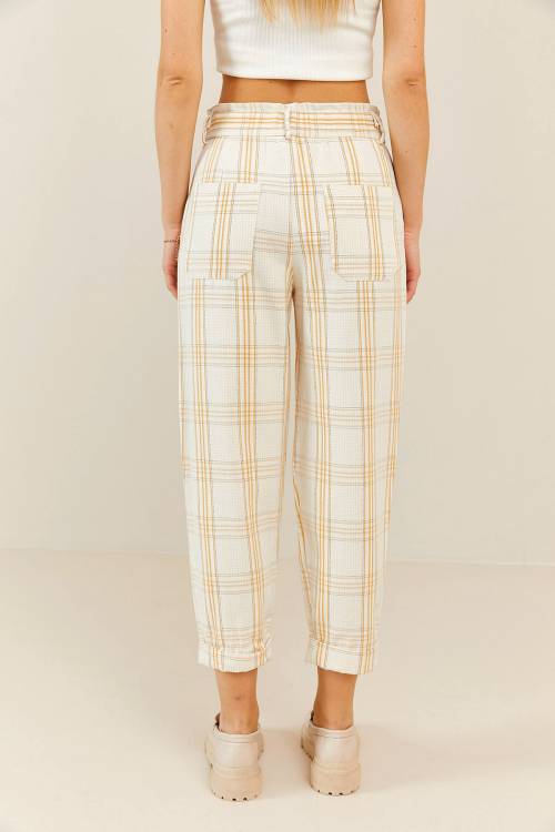Krem Ekoseli Pantolon 2KXK5-45550-22 - 8