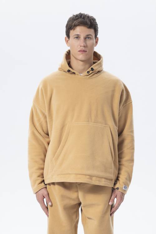XHAN - Krem Oversize Kapüşonlu Polar Sweatshirt 2KXE8-45511-22