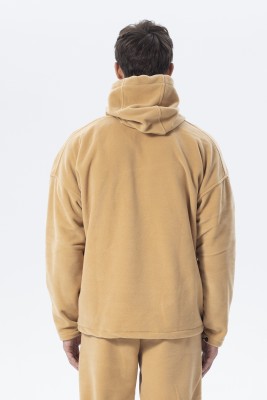 Krem Oversize Kapüşonlu Polar Sweatshirt 2KXE8-45511-22 - 4