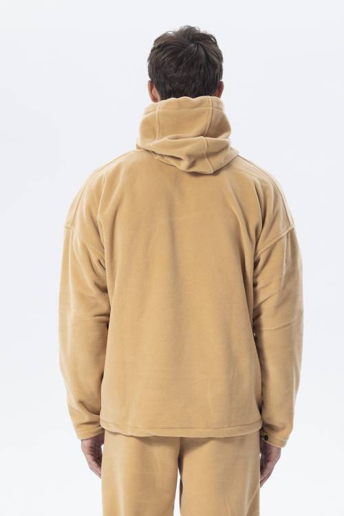 Krem Oversize Kapüşonlu Polar Sweatshirt 2KXE8-45511-22 - 4